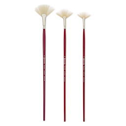 Escoda Marfil Synthetic Bristle Fan Brushes, laid out