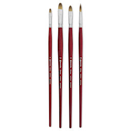 Escoda Opera Takatsu Synthetic Brushes - Assorted, Set of 4. Long Handle, laid out