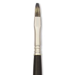 Escoda Vintage Synthetic Brush - Flat, Long Handle, Size 6, close-up