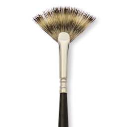 Escoda Vintage Synthetic Brush - Fan, Long  Handle, Size 2, close-up