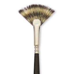 Escoda Vintage Synthetic Brush - Fan, Long  Handle, Size 4, close-up