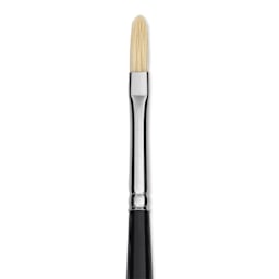 Trekell Hog Bristle Brush - Filbert, Long Handle, Size 0, close up