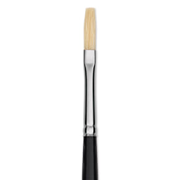 Trekell Hog Bristle Brush - Long Flat, Long Handle, Size 0, close up