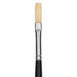 Trekell Hog Bristle Brush - Long Flat, Long Handle, Size 2, close up