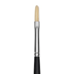 Trekell Hog Bristle Brush - Long Filbert, Long Handle, Size 0, close up