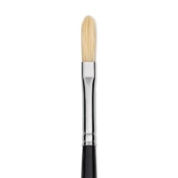 Trekell Hog Bristle Brush - Long Filbert, Long Handle, Size 2, close up