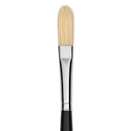 Trekell Hog Bristle Brush - Long Filbert, Long Handle, Size 5, close up