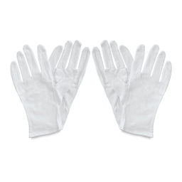 Soft White Cotton Gloves - Two pair of gloves shown vertically