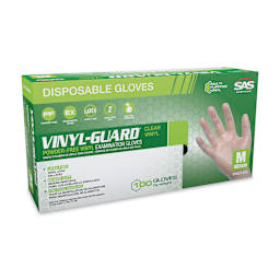 SAS Safety Vinyl-Guard Vinyl Disposable Examination Gloves - Medium, Pkg of 100