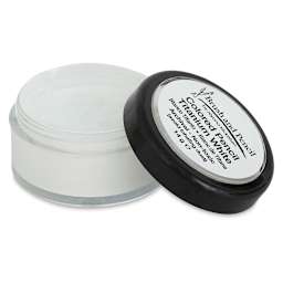 Brush and Pencil Colored Pencil Titanium White - Jar open showing Titanium White with lid adjacent