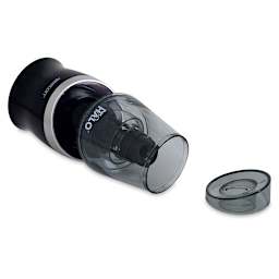 Halo Colored Pencil Sharpener - open and laying on its side showing where shavings are removed