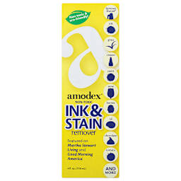 Amodex Ink and Stain Remover - Front of blister package showing 4 oz bottle