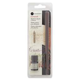 Manuscript Leonardt Beginners Dip Pen Sets - Front of blister package of Dip Pen and Black Ink