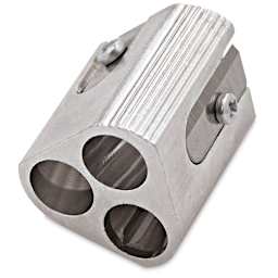 Mobius & Ruppert Triple-Hole Sharpener - Angled view showing short and medium holes
