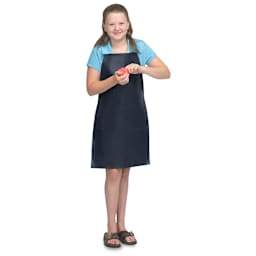 Children’s Vinyl Apron - For ages 8-14, Royal Blue, child wearing apron