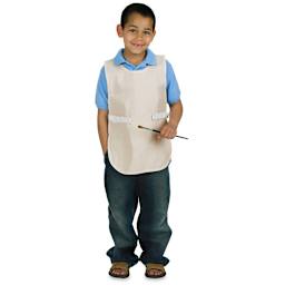 Children's Art Smock - Small boy wearing smock and holding paint brush