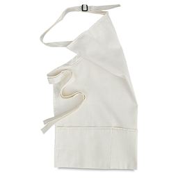 Artist's White Poly/Cotton Apron - Half folded, showing adjustable neck strap, pockets and ties