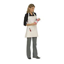 Model wearing Artist's White Poly/Cotton Apron