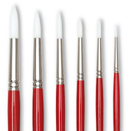 Blick Wonder White Round - Closeup of set of 6 brushes upright
