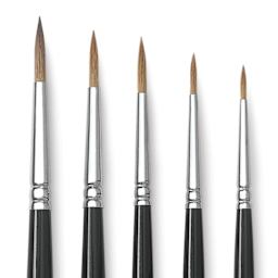 Winsor & Newton Series 7 Kolinsky Sable Brush - Pointed Round, Set of 5, close up