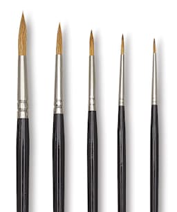 Blick Pointed Scholastic Round Brushes - Closeup of Set of 5
