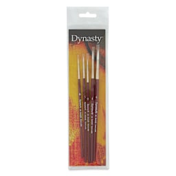 Dynasty Fine White Synthetic Brushes - Set of 1, Round, Set of 5, front of the packaging