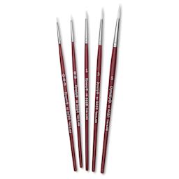Dynasty Fine White Synthetic Brushes - Set of 2, Round, Set of 5, brushes fanned out