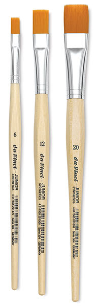 Da Vinci Junior Synthetic Brushes - 3 Bright brushes shown for size

