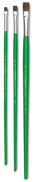 Blick Economy Ox/Pony Hair Brushes - 3 Bright brushes upright
