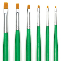 Blick Economy Ox/Pony Hair Brush - Bright, Long Handle, Set of 6 close up