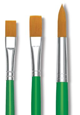 Economy Golden Taklon Brushes - Set of 3 