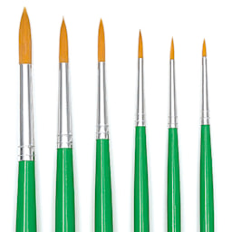 Golden Taklon Brushes - Round, Long Handle (Set of 6)