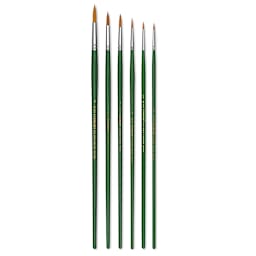 Blick Economy Golden Taklon Brush Set - Round, Long Handle, Set of 6