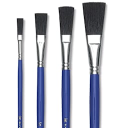 Blick Scholastic Black Bristle Brushes - Extended, Long Handle, Set of 4