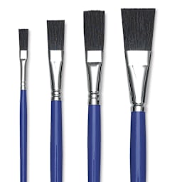 Blick Scholastic Black Bristle Brushes - Easel, Long Handle, Set of 4