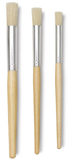 Blick Economy White Bristle Stencil Brush​ - Set of 3 brushes shown upright