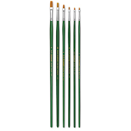 Blick Economy Golden Taklon Brush Set - Flat, Long Handle, Set of 6