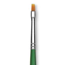 Blick Economy Golden Taklon Brush - Flat, Long Handle, Size 0 close up