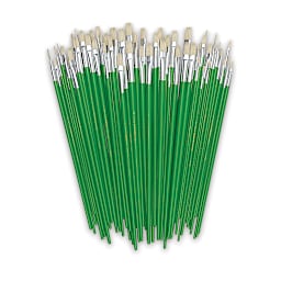 Blick Economy White Bristle Round Brushes - Components of 72 pc Brights Classpack shown upright