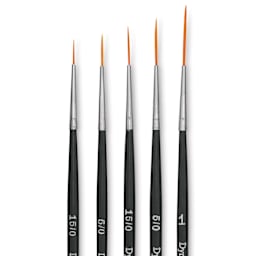 Dynasty Finest Golden Synthetic Brushes - Liner, Short Handle, Set of 5