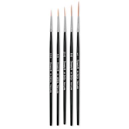 Dynasty Finest Golden Synthetic Brushes - Liner, Short Handle, Set of 5