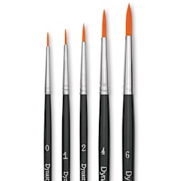 Dynasty Finest Golden Synthetic Brushes - Set 1, Round, Set of 5, back of the packaging