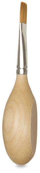 Blick Egg Handled Brushes - Side view of brush showing flat side of handle
