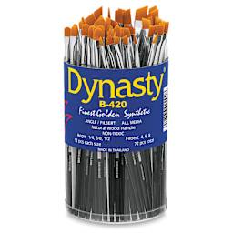 Dynasty Finest Golden Synthetic Brushes - Angle and Filbert, Canister of 72 brushes