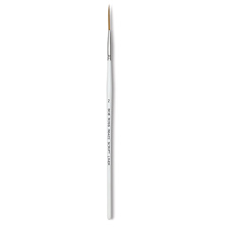 Bob Ross Gold Synthetic Brush - Script Liner Brush shown upright