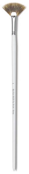 Bob Ross Synthetic Mongoose Brush - Floral Fan, Size 4, full view of the brush