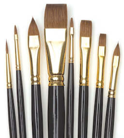 John Howard Sanden Brush Sets - 8 Pc Starter Set, assorted styles of Red Sable brushes