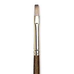 Winsor & Newton Monarch Mongoose Brush - Flat, Long Handle, Size 2, close up