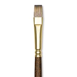 Winsor & Newton Monarch Mongoose Brush - Flat, Long Handle, Size 8, close up