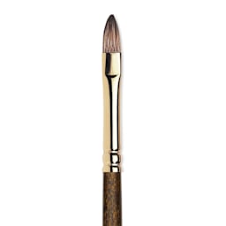 Winsor & Newton Monarch Mongoose Brush - Short Filbert, Long Handle, Size 6, close up